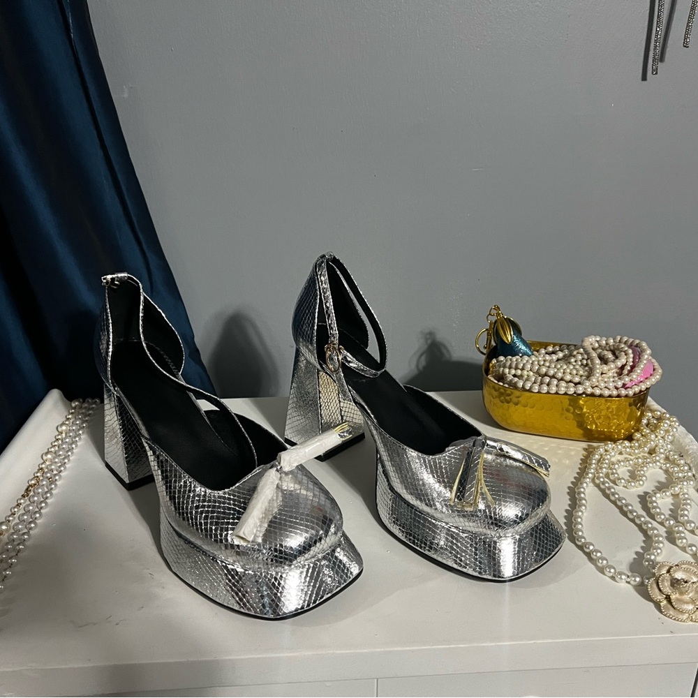 Silver Platform Heels - image 1